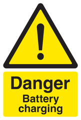 Danger battery charging warning sign