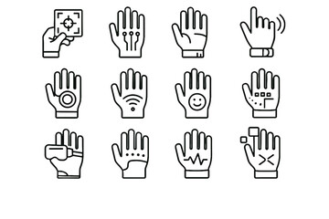 Fototapeta premium Reality feedback haptic futuristic vector glove control sensing ar icon