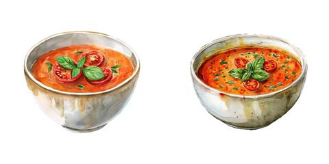 tomato soup watercolor vector illustration