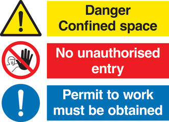Confined space safety warning sign