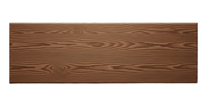 A close up shot of a rectangular wooden plank with a distinct grain pattern on a black background
