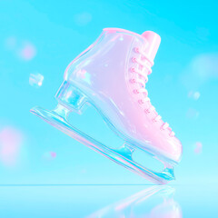 Blue ice skating boots professional figure skates winter sports equipment footwear pair