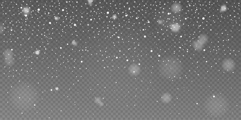 Fine Snowfall and Light Dust Overlay on Transparent Background — Realistic White Winter Particles for Christmas and Festive Abstract Design Projects