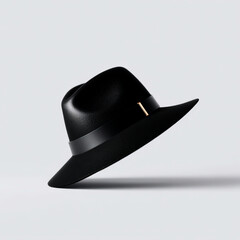 Sharp black fedora silhouette mens classic dress hat dapper fashion isolated studio