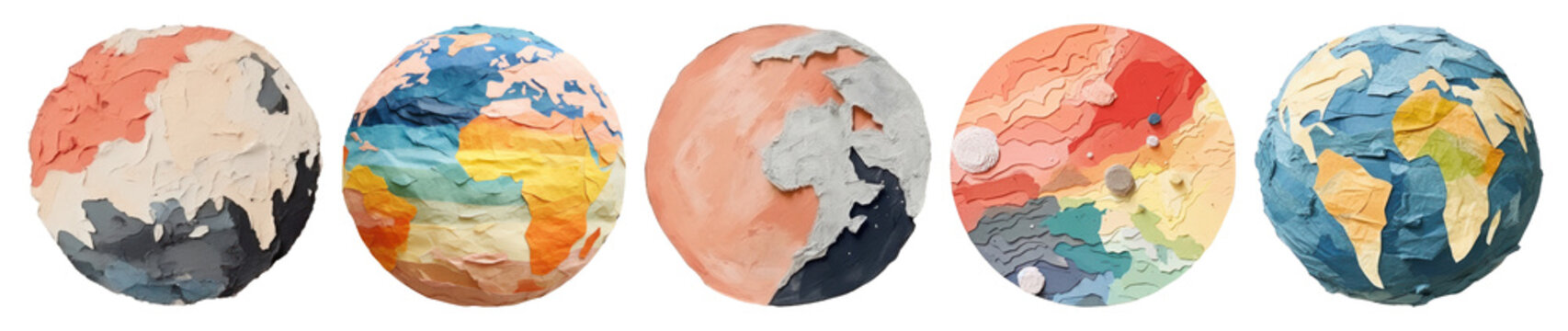 PNG Colorful textured globes art, element set on transparent background