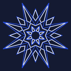 Blue Geometric Star Mandala Design