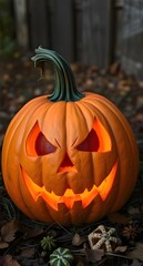 Scary Halloween pumpkin. Halloween photo. Background photo