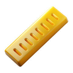 A yellow ruler with holes isolated on transparent background