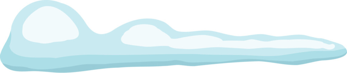 White snowy cape on white background, snowdrifts, Winter element, border frame snow decoration. cartoon flat decoration with snowflakes, icicles isolated illustration