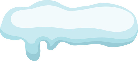 White snowy cape on white background, snowdrifts, Winter element, border frame snow decoration. cartoon flat decoration with snowflakes, icicles isolated illustration