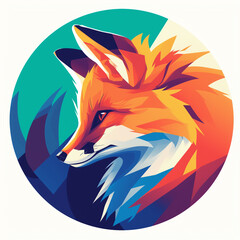 Obraz premium Fox digital creative illustration. Ginger fox badge for t-shirt design. Animal fox concept poster. Digital artistic artwork raster bitmap illustration. Graphic design art. 