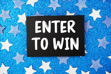 Enter to Win Contest Banner on Sparkling Blue Star Background