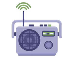 Gray radio receiver. Flat illustration