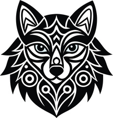 Detailed Wolf Head Mandala Filled With Tribal Ornamental Patterns Vector illustration