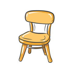 Simple yellow wooden chair vector illustration for design projects