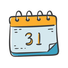 Doodle style calendar page vector illustration with number 31