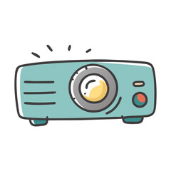 Playful teal projector illustration for presentations and media