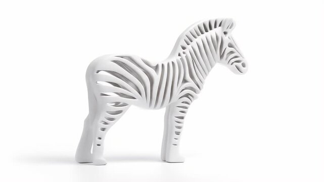 3D Rendered Zebra Model Isolated on White Background.