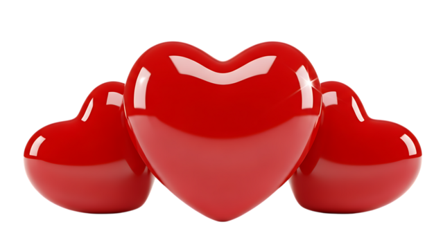 Three Dimensional Red Hearts Arranged on a Black Background Rendered Beautifully