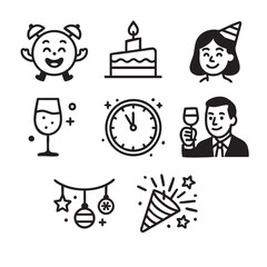 Birthday Party Elements Icon Collage