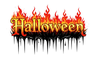 Burning Halloween Text Effect with Fire Flames and Black Dripping Slime