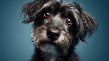 Curious small dog tilting head, looking attentively with big brown eyes, expressing innocence and loyalty