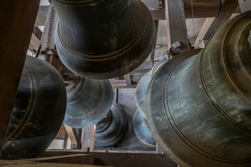 Blois, France - 10 27 2025: Detail view of one of the 48 bells in the bell tower of the Basilica of...