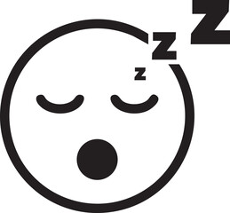 Vector of a Sleeping Emoji Editable Icon Silhouette, an Expression of Exhaustion, Tiredness, or Sleep