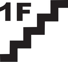 Fototapeta premium Vector of First Floor Staircase Label Editable Icon Silhouette