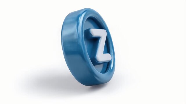 3D Render of Blue Letter Z on White.