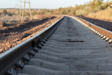 Railway tracks at sunset. New infrastructure for train traffic