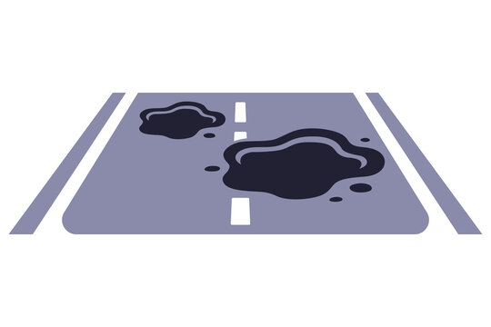 Car road with a pothole. Flat illustration.