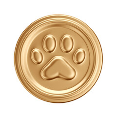 3D Asset - Gold Coin with Paw Print Symbol or Dog Icon - Isolated Background