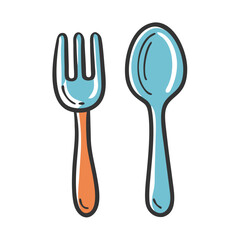 Vector illustration of fork and spoon cutlery icon