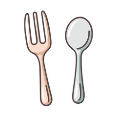 Elegant fork and spoon vector illustration for culinary designs