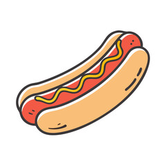 Vector illustration of a delicious hot dog with mustard