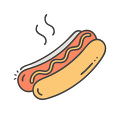 Vector hot dog illustration scalable food icon with ketchup