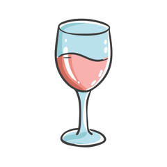 Vector illustration of a wine glass with rosé wine
