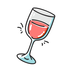 Vector illustration of a wine glass with rosé wine