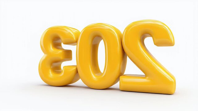 Shiny 3D Number 203 on White Background.