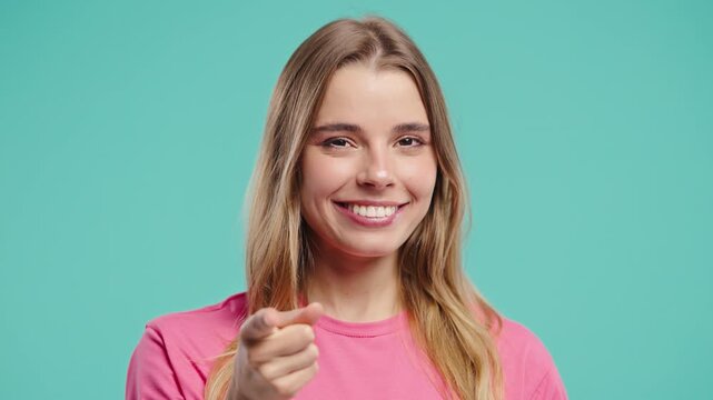 Clever Woman Showing Gesture - You, Think About It. Student Looking To Camera