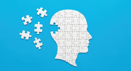 The hand inserts the last piece of the puzzle into the head, symbolizing a complete thought and clear understanding