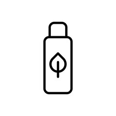 Outline eco leaf water bottle hydration line art icon
