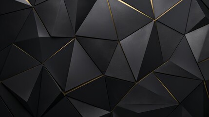 Black and gold abstract design with triangles. The design is made up of many triangles and has a modern, sleek look