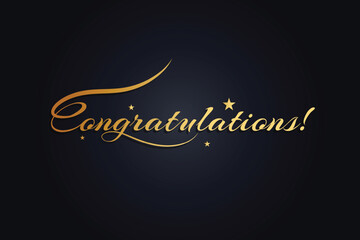 Elegant Congratulations Lettering on Dark Background, Congratulations Gold Text Design, Stylish Gold Congratulations Lettering Template
