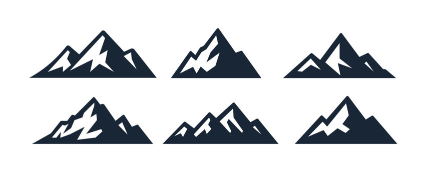 Mountain logo vector icon illustration. Peak mountain snow range silhouette abstract outdoor symbol icon
