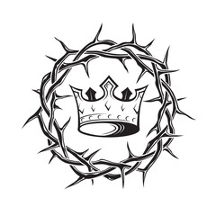 black royal crown with thorns isolated on white background
