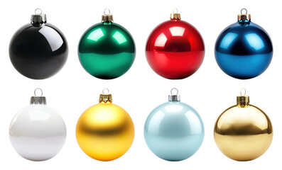 PNG Colorful festive Christmas ornaments, element set on transparent background
