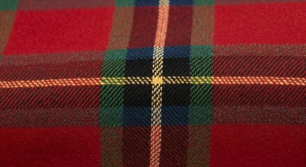 Red tartan fabric pattern in traditional Scottish style for textile  