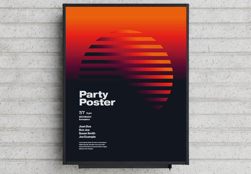 80s Retro Nostalgia Style Party Poster Template with Dark Gradient